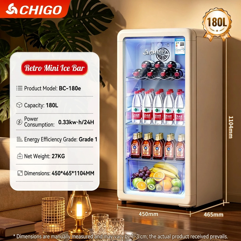 Beverage Refrigerator Transparent Display Wine Cabinet