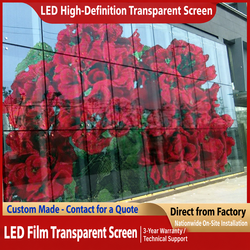 Flexible Transparent LED Film Display Screen HD Glass Advertising Panel