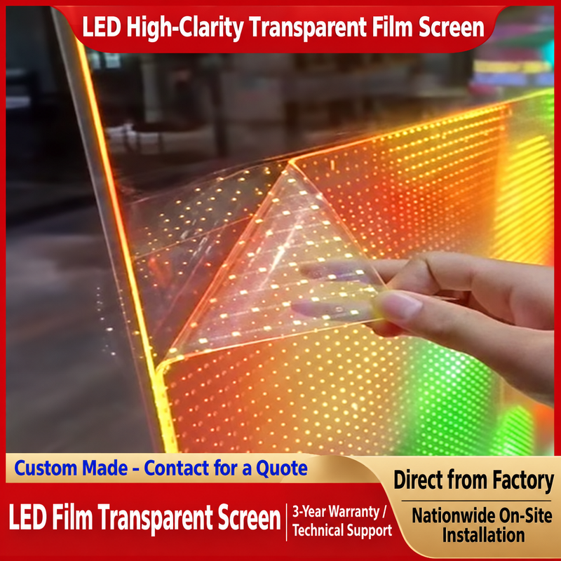 Flexible Transparent LED Film Display Screen HD Glass Advertising Panel