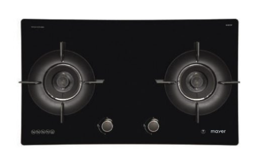 Mayer MMGH792HE 76cm 2 Burner Glass Gas Hob + MMSH8099-L Angled Chimney Hood