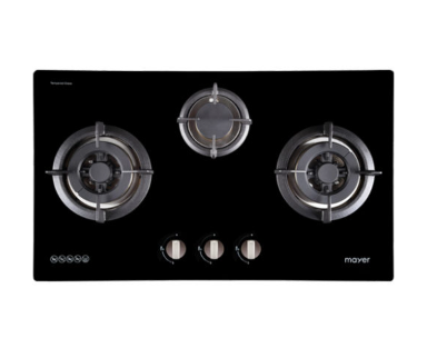 Mayer MMGH773/SS773 Built-In Gas Hob 3 Burners + MMSI903OT Cm Semi-integrated Hood With Oil Tray + MMDO8R 60 cm Built-in Oven with Smoke Ventilation
