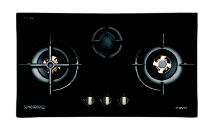 Mayer MMGH8831HI 86cm 3 Burner Glass Gas Hob + MMCH905 90cm Chimney Hood