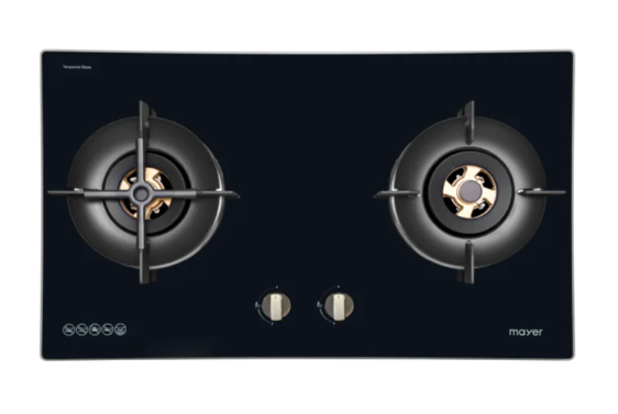 Mayer MMGH8821HI 86cm 2 Burner Glass Gas Hob + MMSL902BE  90cm Slimline Hood + MMDO8R 60 cm Built-in Oven with Smoke Ventilation