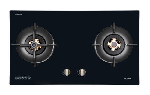 Mayer MMGH8821HI 86cm 2 Burner Glass Gas Hob + MMCH905 90cm Chimney Hood