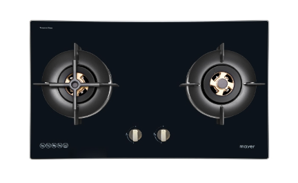 Mayer MMGH7721HI 76cm 2 Burner Glass Gas Hob + MMSL901SM 90 Cm Slimline Hood