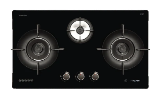 Mayer MMGH793HE 76cm 3 Burner Gas Hob + MMSL901SM 90 Cm Slimline Hood + MMDO8R 60 cm Built-in Oven with Smoke Ventilation