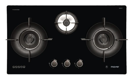 Mayer MMGH893HE 86cm 3 Burner Gas Hob + MMSH8099-L Angled Chimney Hood