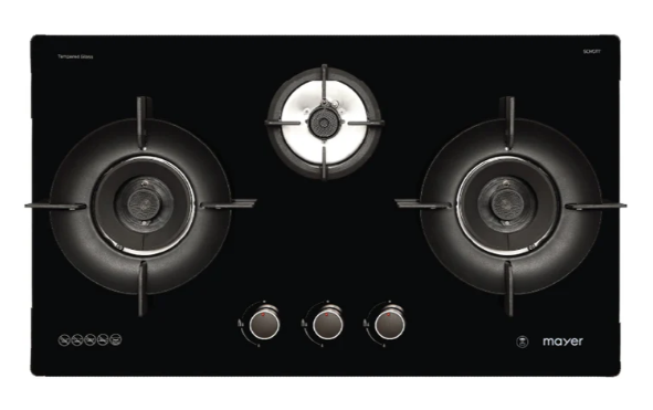 Mayer MMGH793HE 76cm 3 Burner Gas Hob + MMSI903OT Cm Semi-integrated Hood With Oil Tray