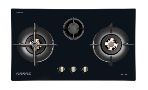 Mayer MMGH7731HI 76cm 3 Burner Glass Gas Hob + MMBCH900I Chimney Hood
