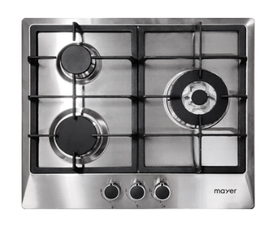 Mayer MMGH/SS633 60cm 3 Burner Glass Gas Hob + MMSI903OT Cm Semi-integrated Hood With Oil Tray