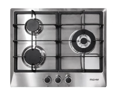 Mayer MMGH/SS633 60cm 3 Burner Glass Gas Hob + MMSI600HS 60 Cm Semi-integrated Slimline Hood + MMDO8R 60 cm Built-in Oven with Smoke Ventilation