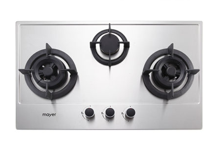 Mayer MMGH773/SS773 Built-In Gas Hob 3 Burners + MMSI900LEDHS 90cm Semi-integrated Slimline Hood + MMDO8R 60 cm Built-in Oven with Smoke Ventilation