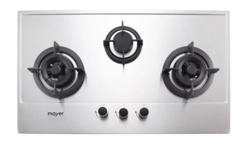 Mayer MMGH883/SS883 86cm 3 Burner Stainless Steel Gas Hob + MMSH8099-L Angled Chimney Hood + MMDO8R 60 cm Built-in Oven with Smoke Ventilation