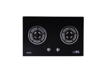 Ellane 60cm/90cm Slimline Hood With Black Panel EH-9180 + Ellane WG-2SV 80cm 2 Burner Glass Gas