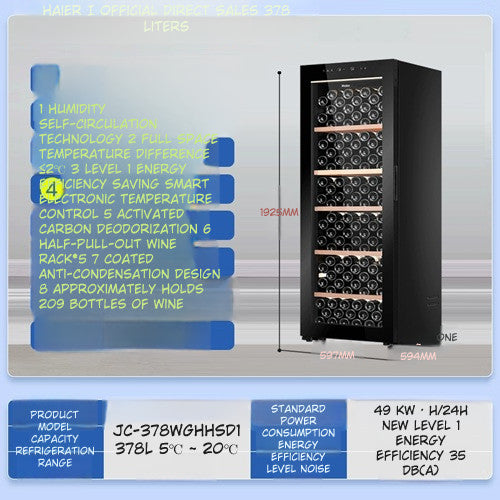 Haier JC-90WGHUD1/JC-150WGHUD1/JC-378WGHHSD1 Premium Wine Cabinet Cooling Storage