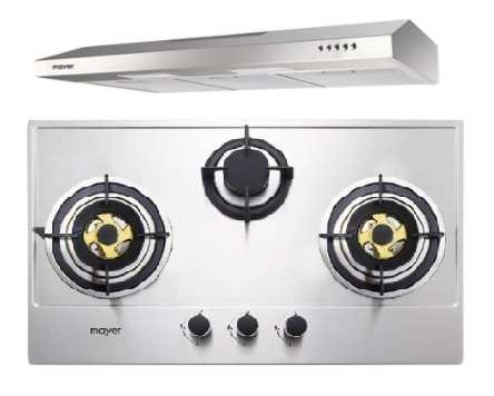 Mayer MMGH883/SS883 86cm 3 Burner Stainless Steel Gas Hob + MMSL901SM 90 Cm Slimline Hood