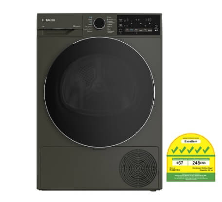 Hitachi BD-100YFVEM Front Loading - Washer Steam & Hygiene Easy Iron Inverter + Hitachi TD-80XFVEM Tumble Dryer