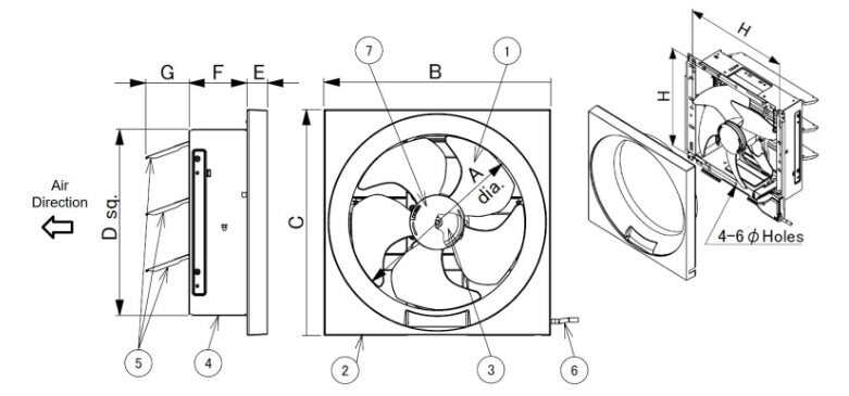 KDK 25AUA Wall Mount Ventilating Fan 25cm