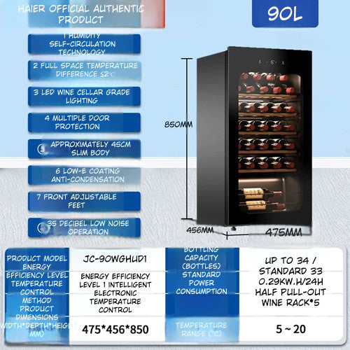 Haier JC-90WGHUD1/JC-150WGHUD1/JC-378WGHHSD1 Premium Wine Cabinet Cooling Storage