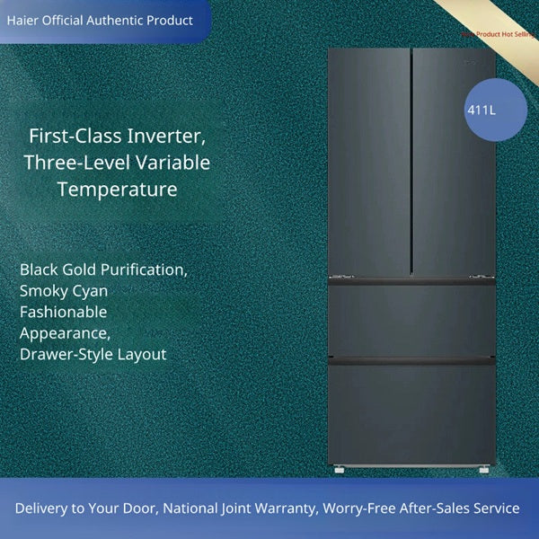 Haier BCD-411WLHFD7DC9U1 411L  French Door Inverter Frost-Free Refrigerator, Optimal Energy Efficiency