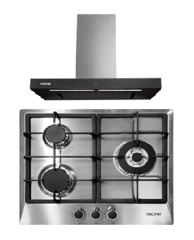 Mayer MMGH883/SS883 86cm 3 Burner Stainless Steel Gas Hob + MMBCH900I Chimney Hood