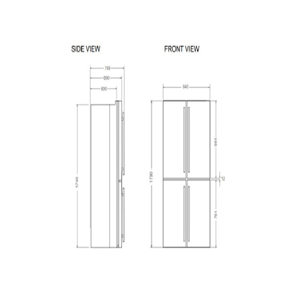 Bertazzoni RCD84F4FXNC/24 84 cm Freestanding Cross-Door Refrigerator Stainless Steel