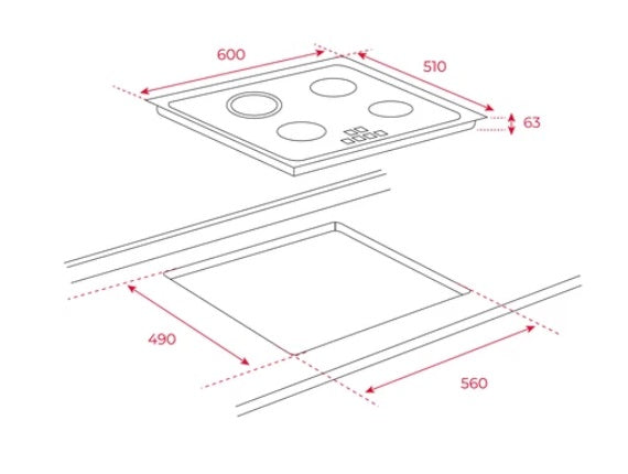 Teka TZ 6315 60cm Built-in Vitroceramic Hob With 3 Zones and Touch Control