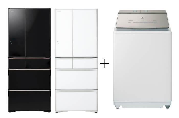 Hitachi R-WXC620KS-XK/XW (Crystal White) Multi Door Refrigerator (500l)+Hitachi BW-DX105FJ Top Loading Washer Dryer (Wash 10.5 kg / Dry 5.5kg)