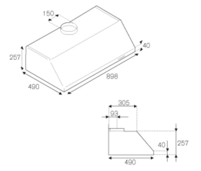 Bertazzoni KU90PRO1XA - 90cm Stainless Steel Undermount Hood