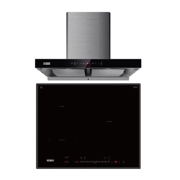 EuropAce ECH9208EBK 90cm 2000m3/h T-Shaped Chimney Hood + EuropAce EIH7603E 7 Series 60cm Induction Hob