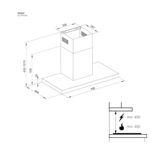 Electrolux ECT9744H 90cm UltimateTaste 700 Chimney Extractor Hood