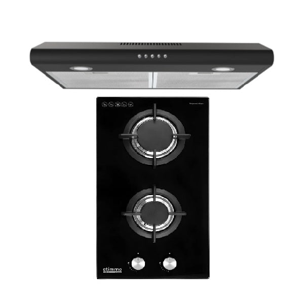 Europace ECH2508EBK 60cm Slimline Hood + EuropAce EBH6230E LPG/TG 30cm Built-In Gas Hob (2burner)