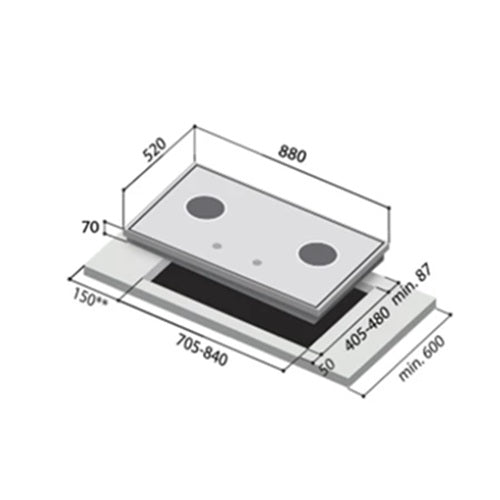 Rinnai RH-S309-GBR-T-Cooker Hood + RB-93UG Schott Glass Hob