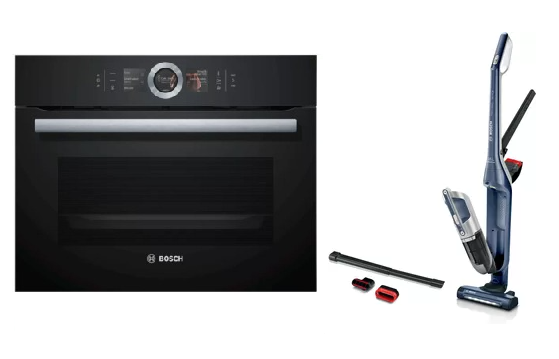 Bosch CSG656RB7 45cm Built-in Compact Oven With Steam Function + Bosch BBH3K2800 Handstick Vacuum