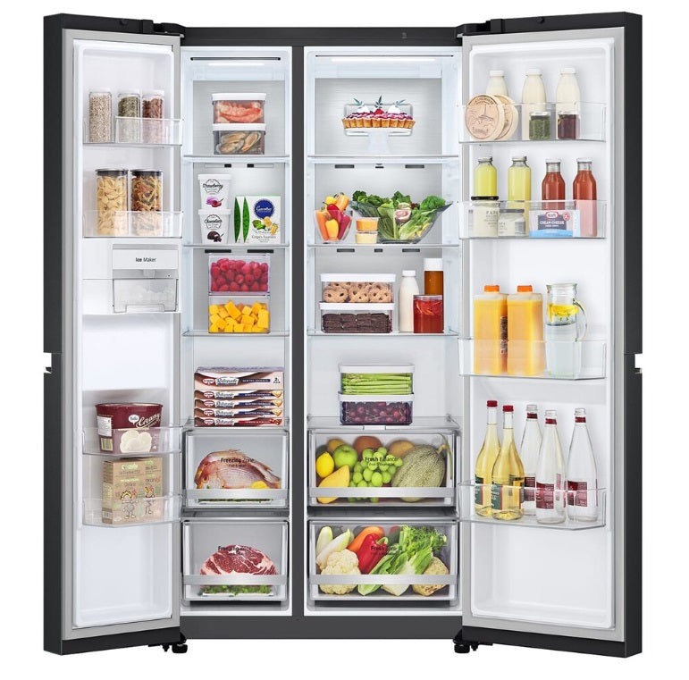 LG GS-B6473EP Side-by-Side Refrigerator, Smart Inverter Compressor, 647L, Essence Matte Black
