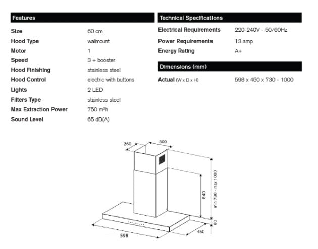 Bertazzoni KT60P1AXT 60cm Wall-Mount Hood