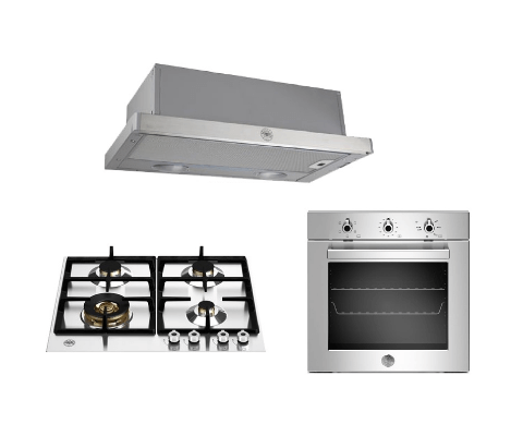 Bertazzoni P604LPROX 60cm 4-Burner Gas + F605PROEKX 5 Function Oven + K60TELXA Hood