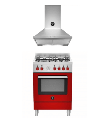Bertazzoni RI64C61BX/XR/XB 60 4-burners electric oven + KPL60PLAG1XA 60 cm wallmount hood