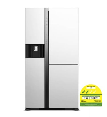 Hitachi R-MX700PMS0-MGW Side-by-side Refrigerator (569L) + Hitachi BD-D120XGV Front Load Washer Dryer 12/8KG