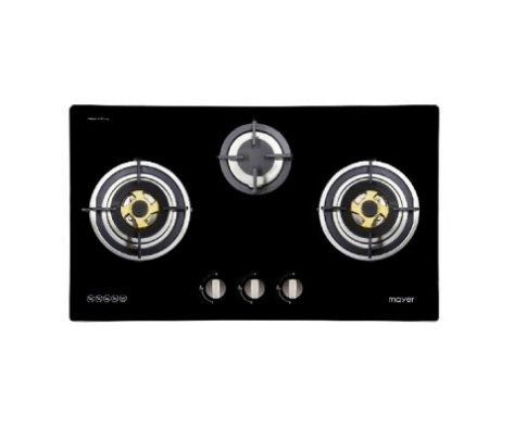 Mayer MMSI900HS-BK/SL 90cm Semi-integrated Hood + MMGH883HI  86 cm 3 Burner Glass Gas Hob