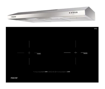 Mayer MMIH752CS 75cm 2 Zone Induction Hob with Slider + MMSL901SM 90 Cm Slimline Hood - Lion City Company