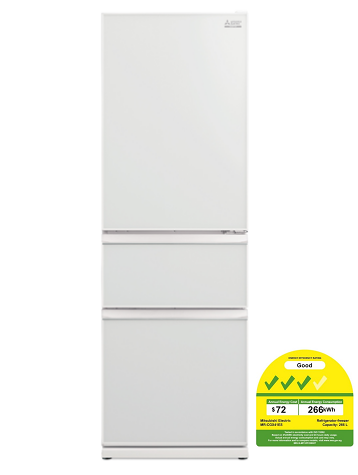 Mitsubishi MR-CGX41ES-GWH-P/GBR-P 266l 3-Door Fridge