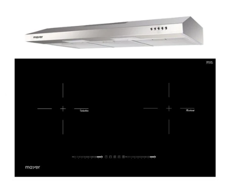 Mayer MMIHB752CS 75cm 2 Zone Hybrid Hob with Slider + MMSL901SM 90 Cm Slimline Hood