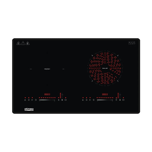 Europace ECH9122EBK 90cm 1200m3/h L-Shaped Hood with Dual Suction + EIV7732V Otimmo 7 Series 73 cm 2-Burner Hybrid Hob - Black