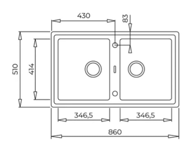 Teka Stone 90 B-TG 2B Inset Tegranite Sink With Two Bowls