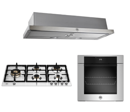 Bertazzoni P905LPROX/NE 90cm Gas Hob + F6011MODELX 11 Function Oven +K90TELXA Telescopic Hood