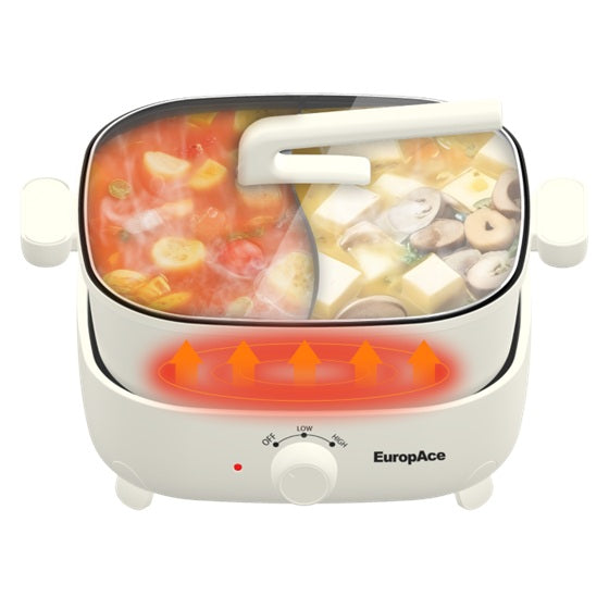 EuropAce EMC5600D 6L 1800W Non-Stick Yuan Yang Multi-Cooker Hotpot - Ivory