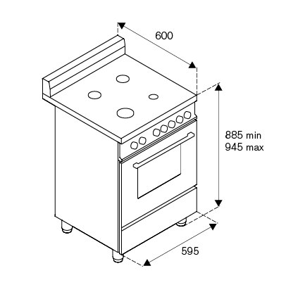 Bertazzoni RI64C61BX/XR/XB 60 cm 4-burner Range Cooker Electric Oven