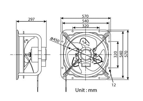 KDK 45GTC Industrial Ventilating Fan (High Pressure) 45cm