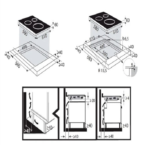 Brandt BPI2638UB 60CM 3-Zone Induction Hob